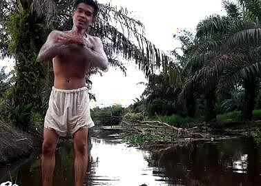 River bathing somewhere in Asia