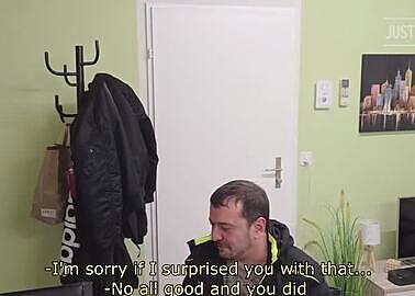 UNCENSORED - 1 Straight Married Installer-worker Convinced to Get a Blowjob