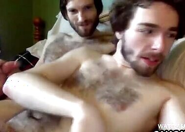 Two hairy men fucking on cam