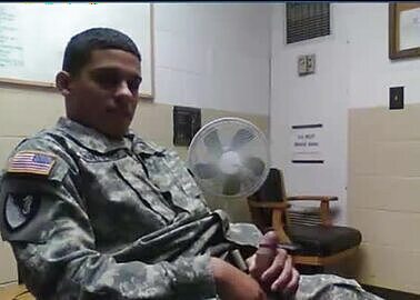Army stud jerks off