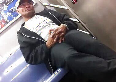 Guy showing off his bulge on the metro
