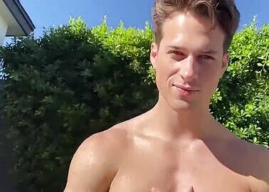 Model Nick Sandell naked in jacuzzi