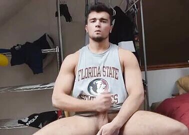 College gym bro jacks on a chair