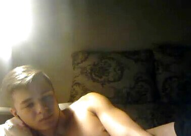 Russian muscle twink with uncut cock cums