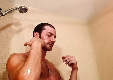 Brandon takes a shower