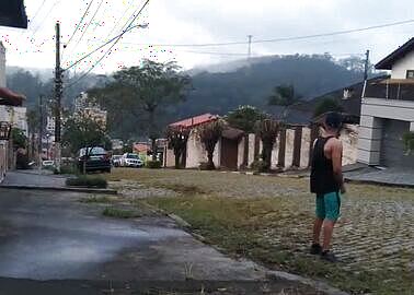 Straight Latin Guy Jerks Off in Street