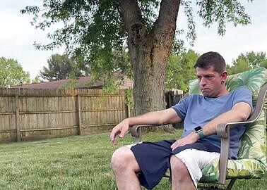 Backyard Cumshot  Jeffrey Jaxxon Jerking by the Firepit Neighbors Outside