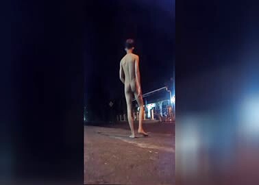 Naked Twink in the street