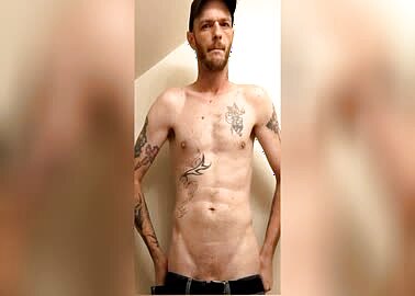 Sexy Tattooed Guy Stroking Bwc in the Mirror codi Bonez
