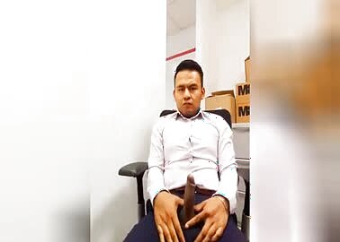 asian daddy jerk off at office