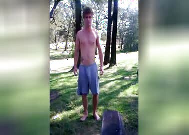 Guy in gray sweats visible penis line bulge