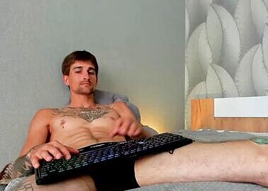 Young Tattooed Guy Bed Jerkoff