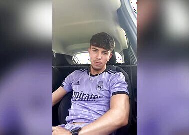 French fit boy have fun in car