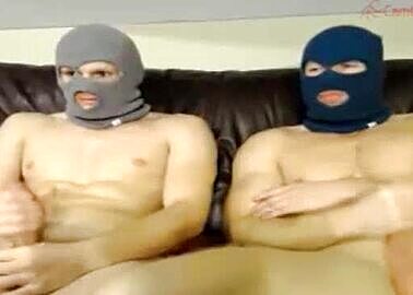 Masked friends fooling around on cam