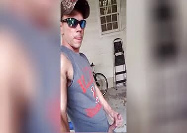 College Dude Jerks off on the Porch