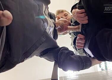 Trucker sucks off man in stall