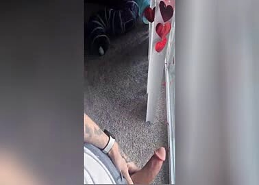 hot dude jerks off onto car from balcony