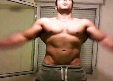 Bodybuilder flexing