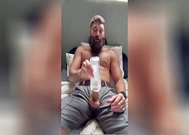 Fleshlight Leads To Cum In His Beard