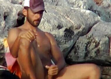 Huge cum on the beach