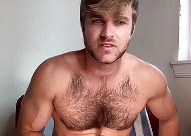 Hot Hairy Young Man Jerkingoff With Metal Cockring