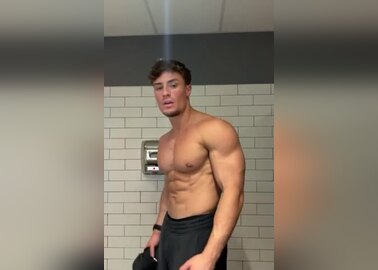 James wanks his British cock and cums